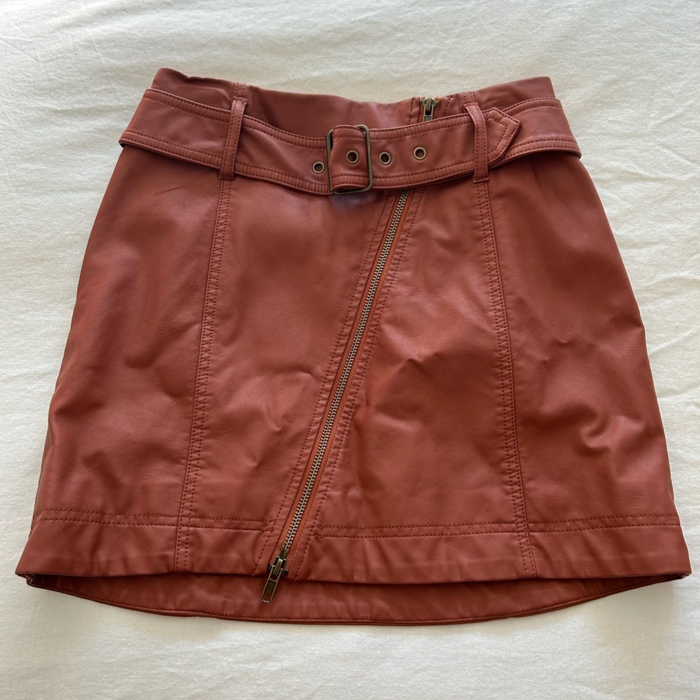 Free People Rust Mini Skirt with Belted Waist